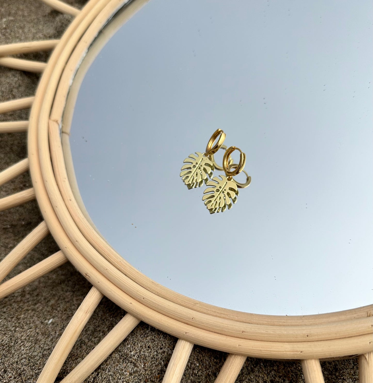 Golden Monstera Earrings